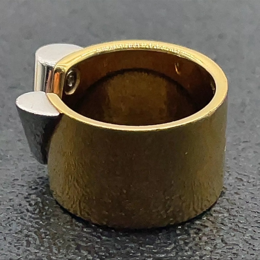 Louis Vuitton Gold Band with Silver V Accent Ring - Picture 3 of 6